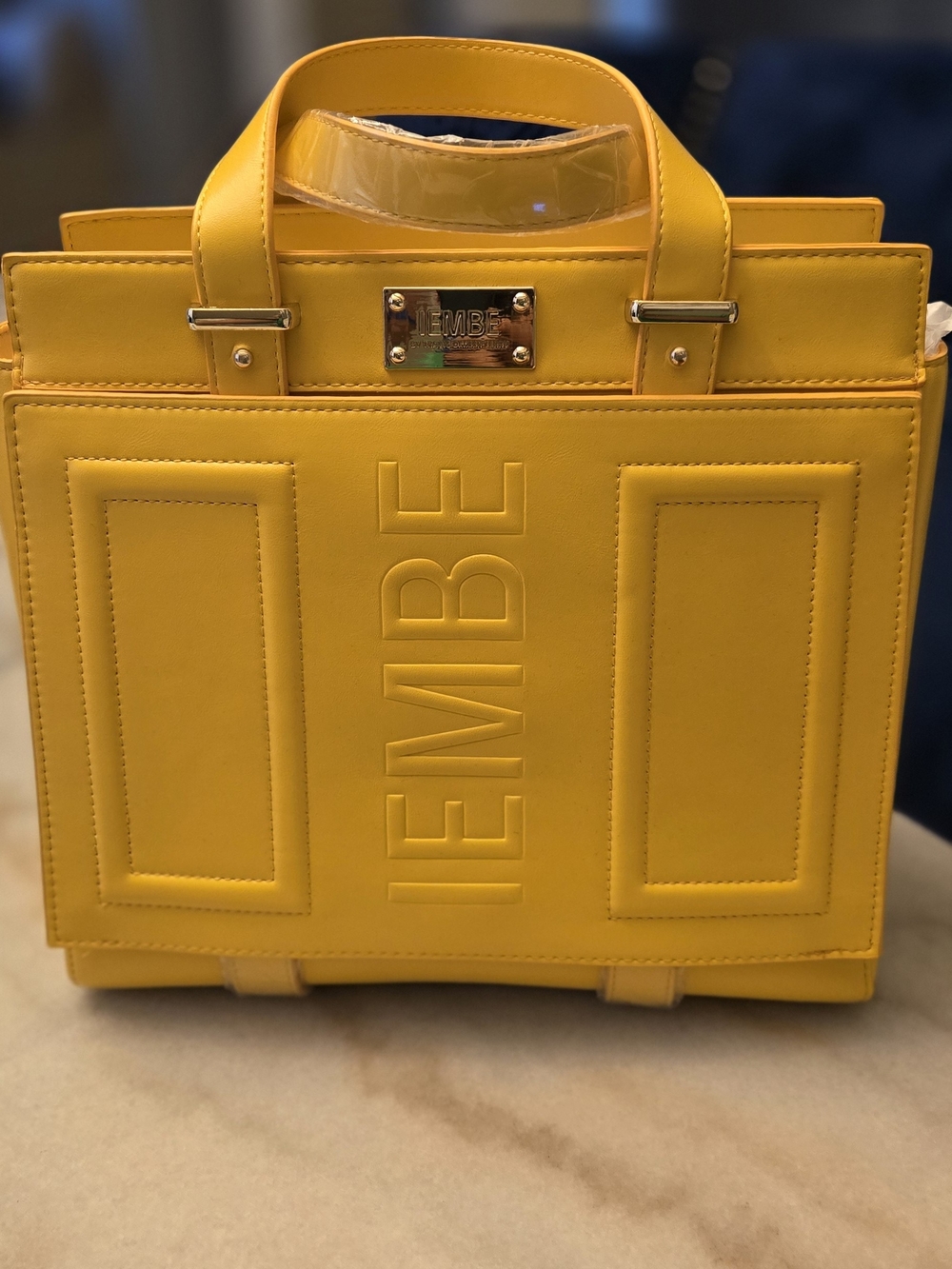 IEMBE Yellow Structured Tote Handbag - Picture 2 of 4